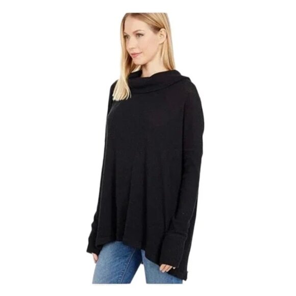 Free People We The Free Black Juicy Long Sleeve Thermal Size Small Oversized - Picture 2 of 12